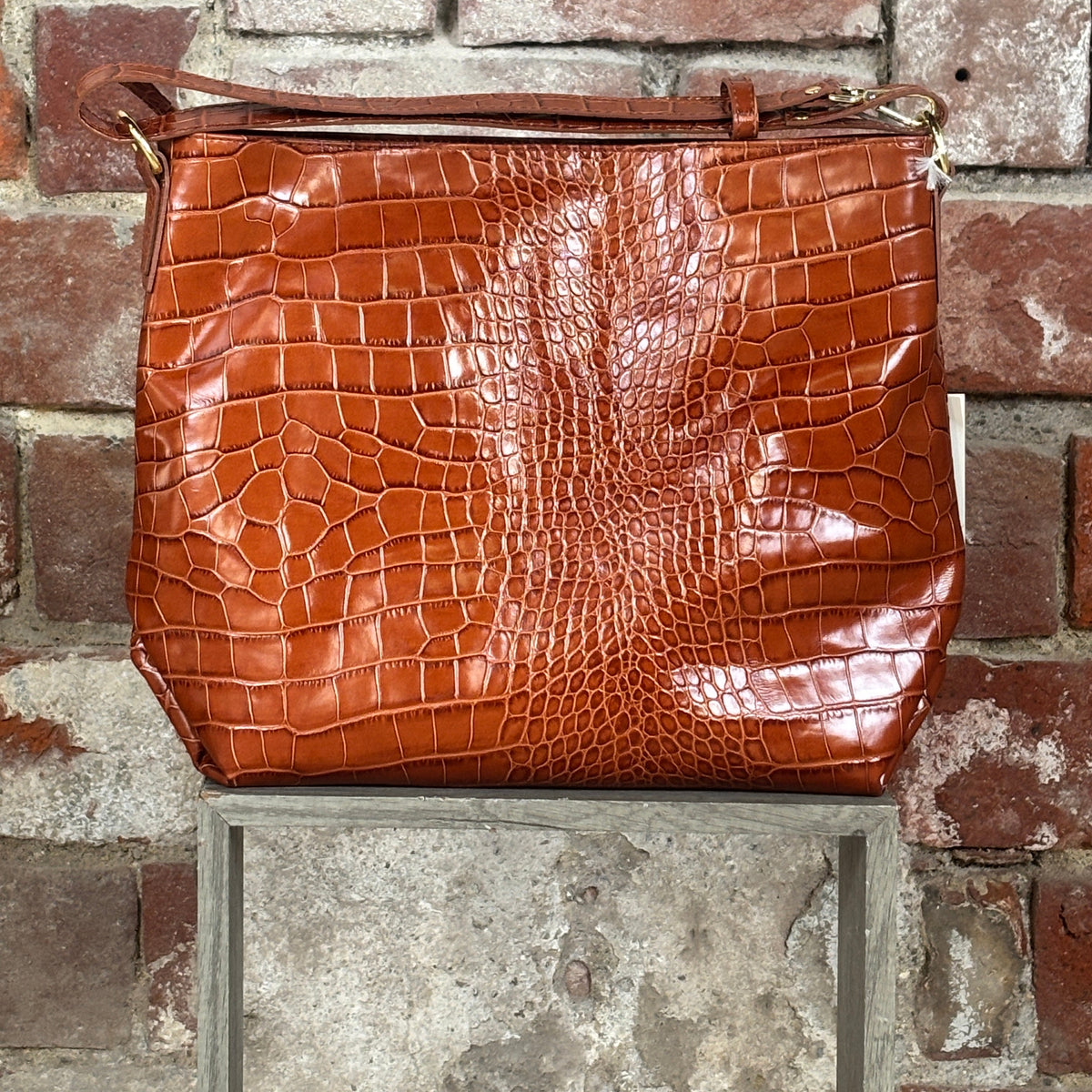 Borsa coccodrillo Marrone