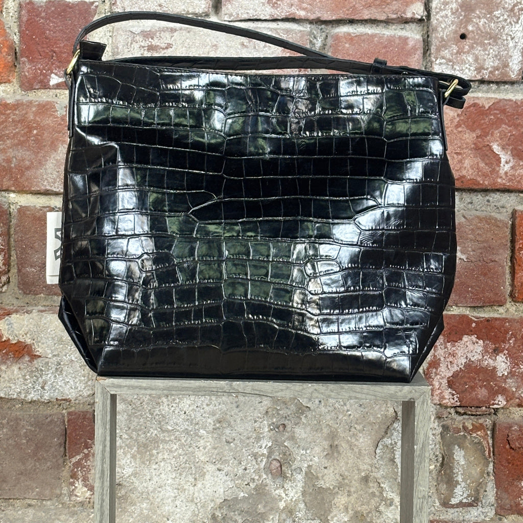 Borsa coccodrillo Nero