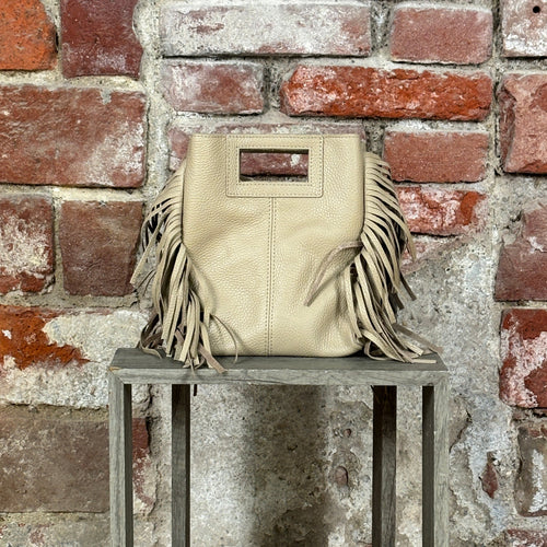 Borsa con frange liscia  Beige