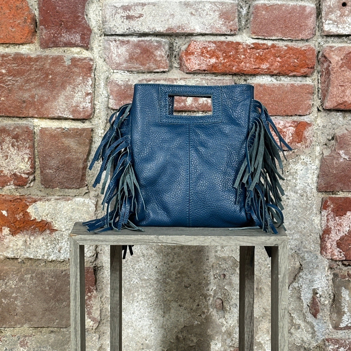 Borsa con frange liscia  Blu