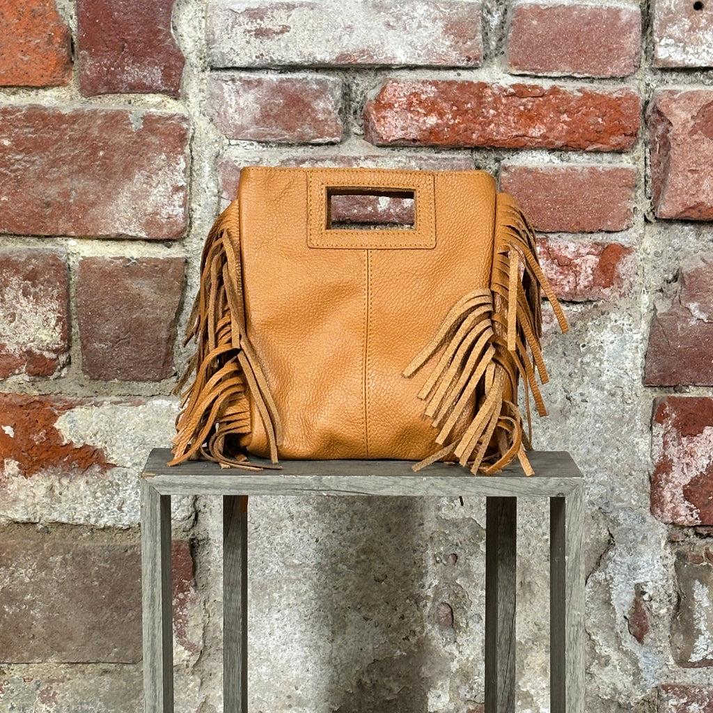 Borsa con frange liscia  Cammello