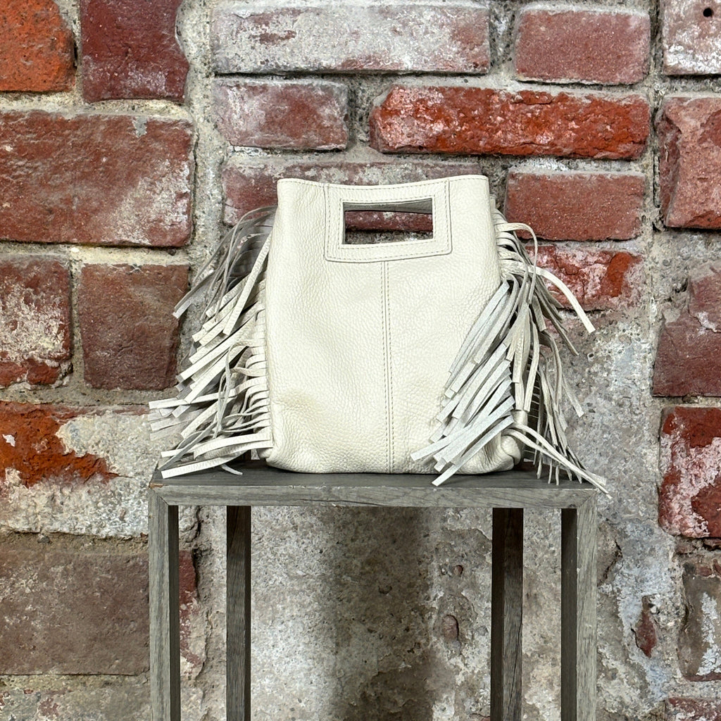 Borsa con frange liscia  Panna