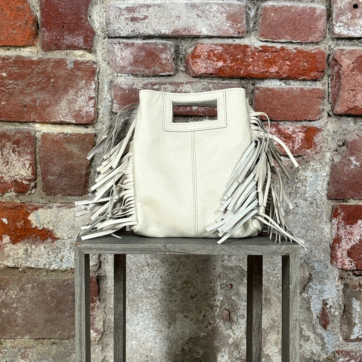 Borsa con frange liscia  Panna