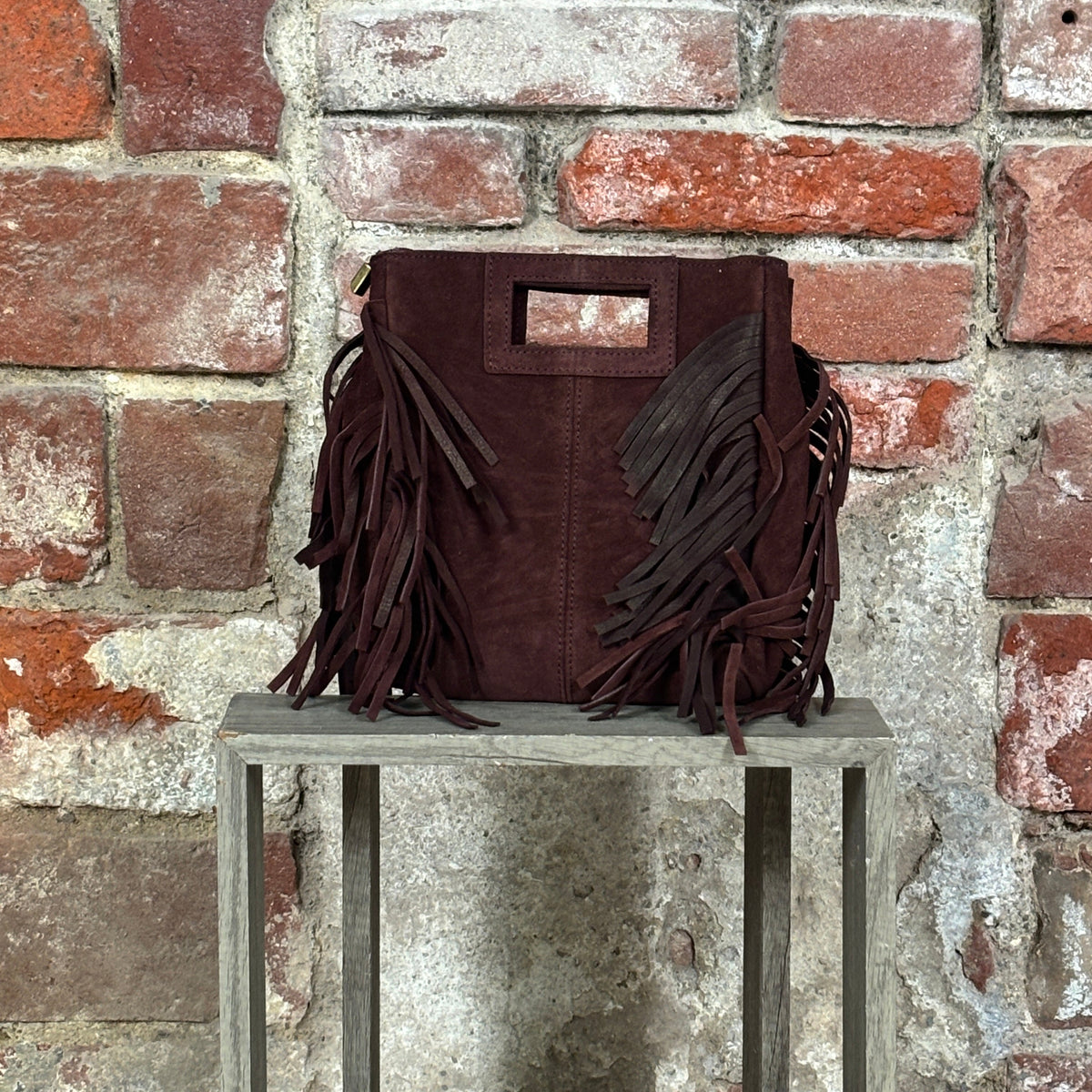 Borsa con frange scamosciate Vinaccia