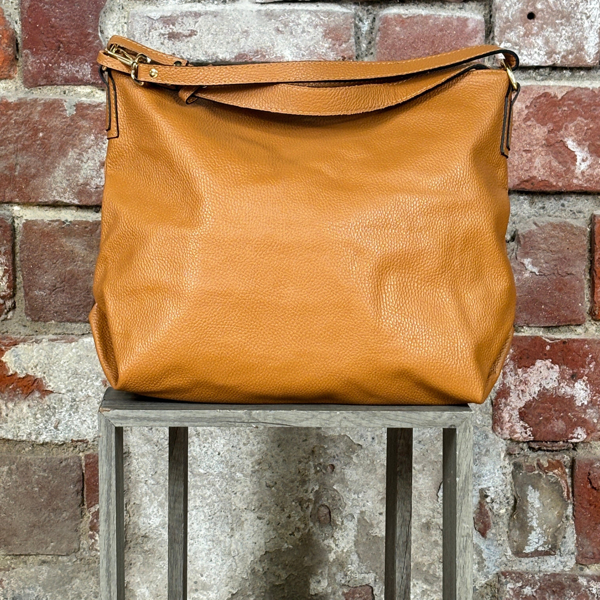 Borsa con manico allungabile grande Cammello
