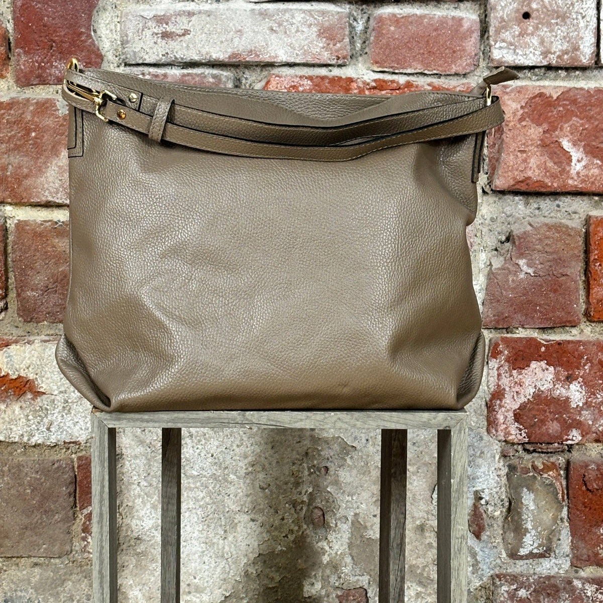 Borsa con manico allungabile grande Tortora
