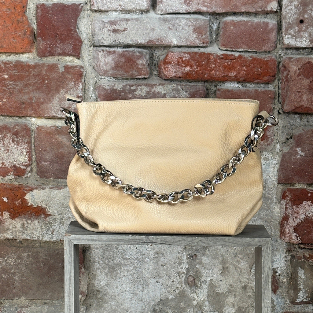 Borsa con manico a catena Beige
