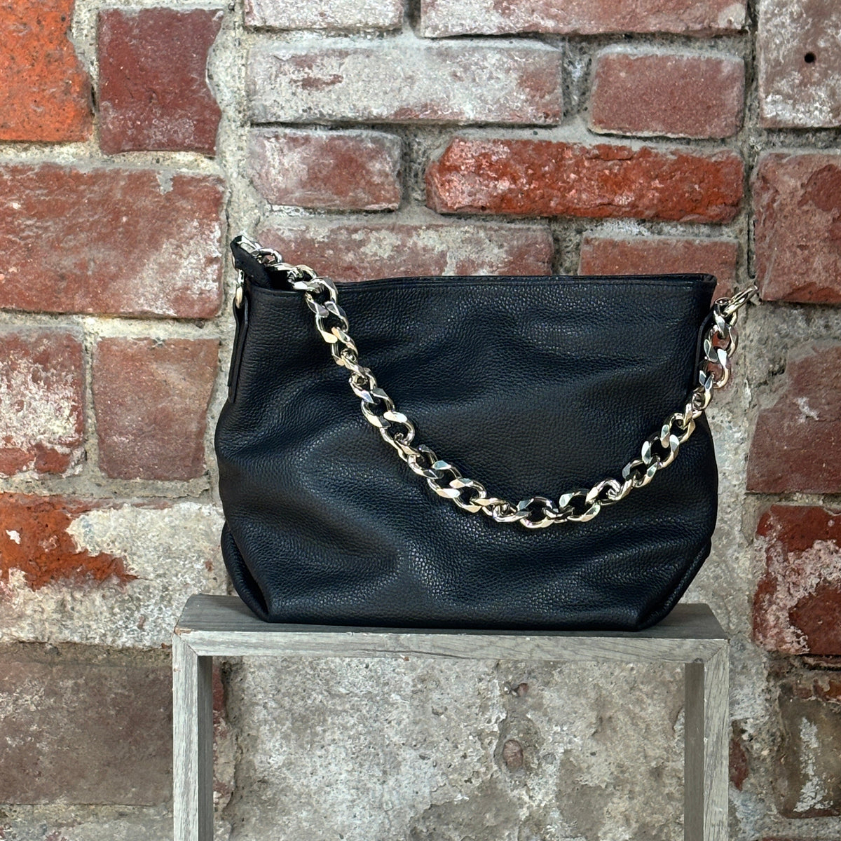 Borsa con manico a catena Nero