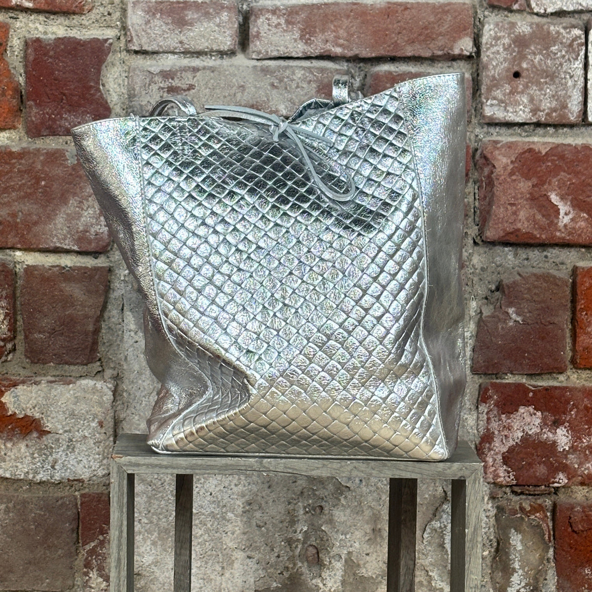 Shopper intrecciata Argento