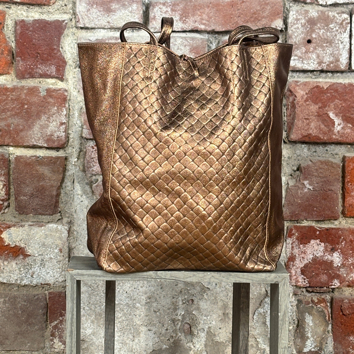 Shopper intrecciata Bronzo