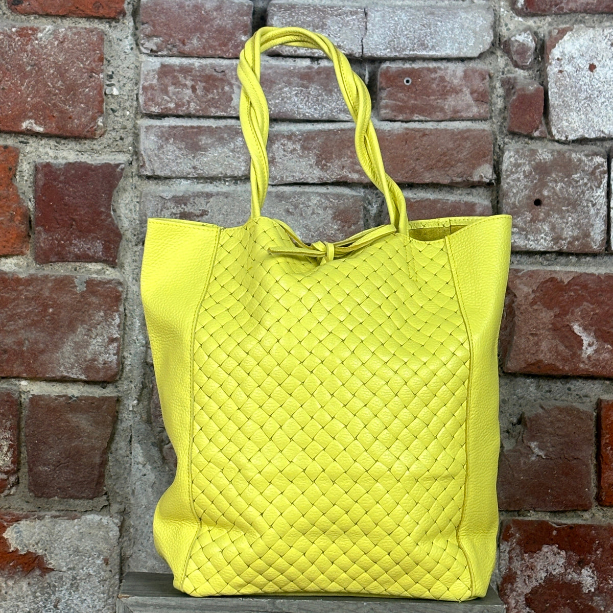 Shopper intrecciata Giallo