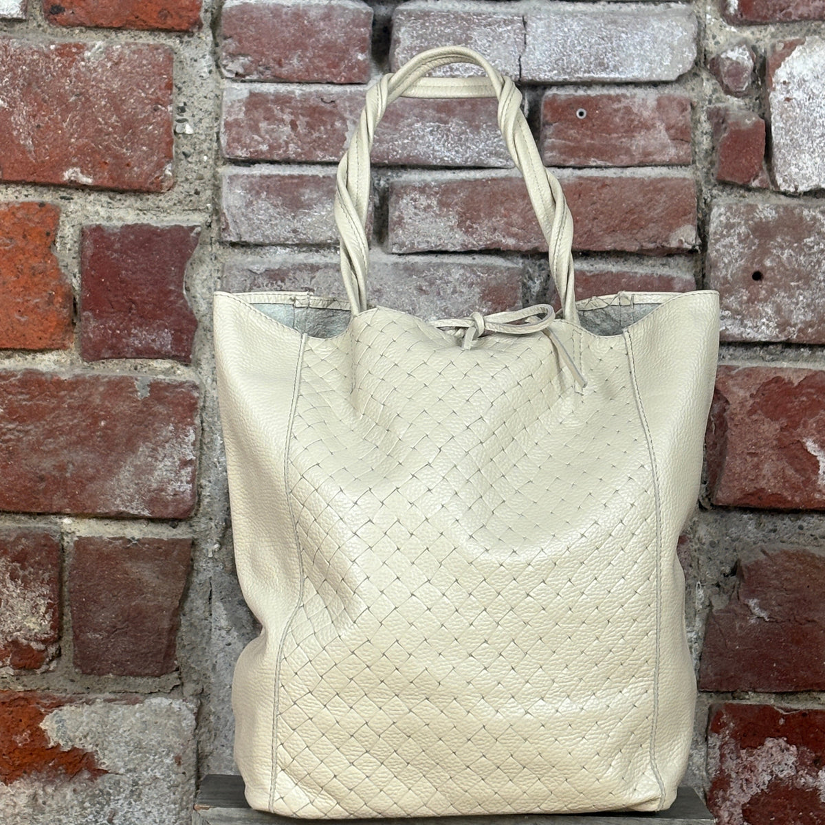 Shopper intrecciata Panna