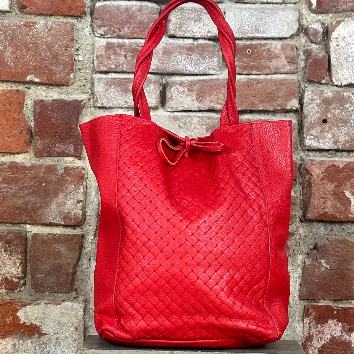 Shopper intrecciata Rosso