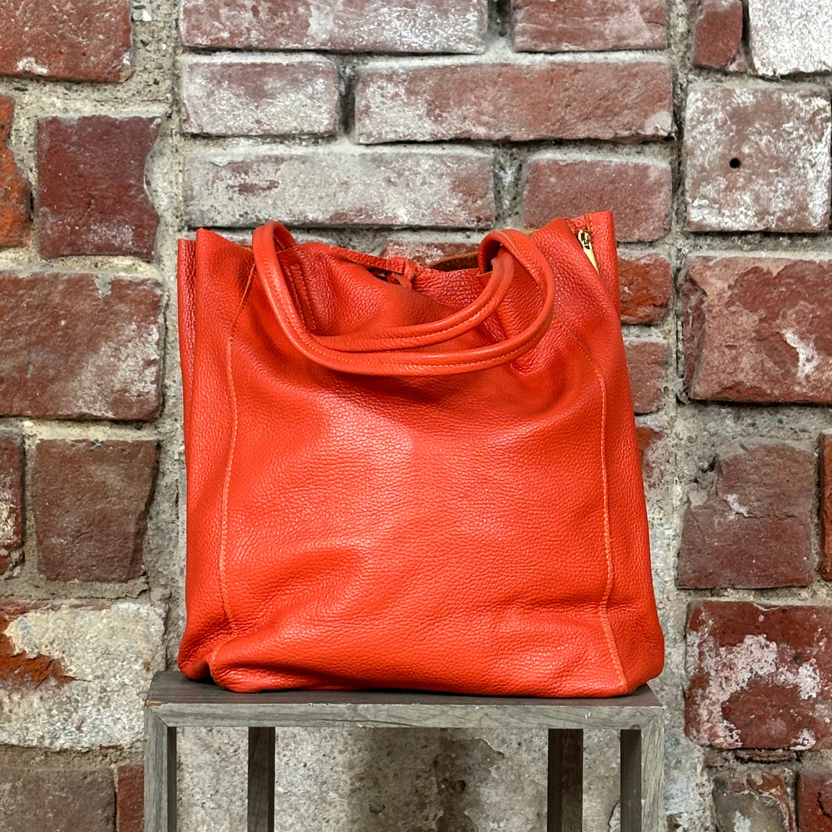 Shopper con zip laterale Arancione