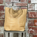 Shopper con zip laterale Beige