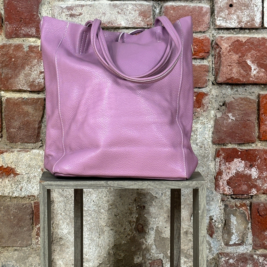 Shopper con zip laterale Lilla