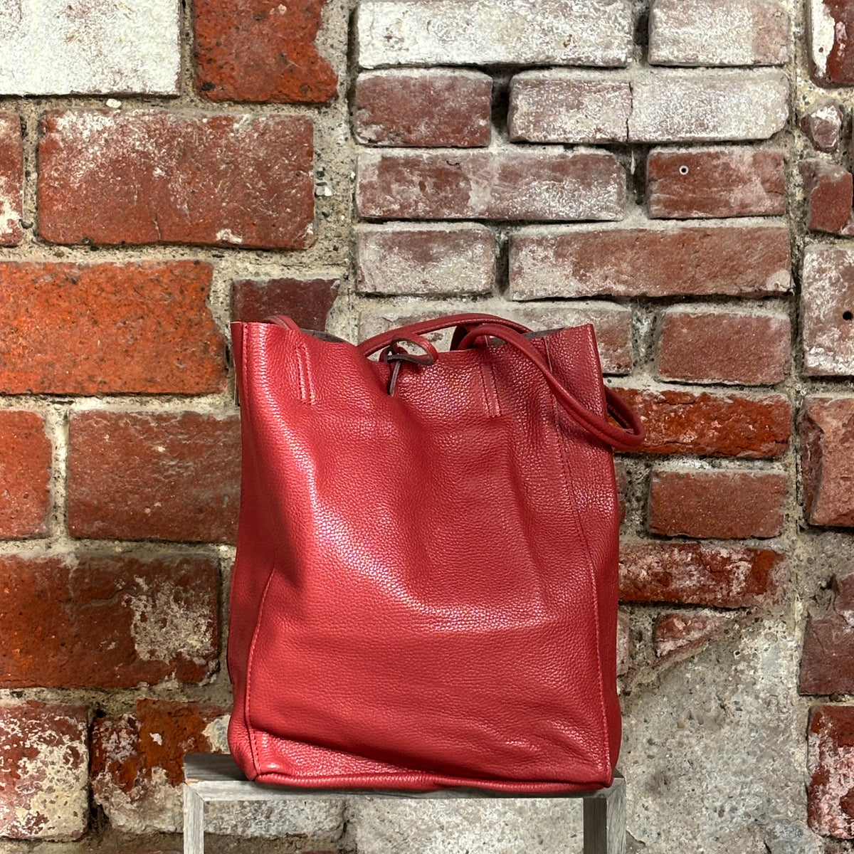 Shopper con zip laterale Rosso