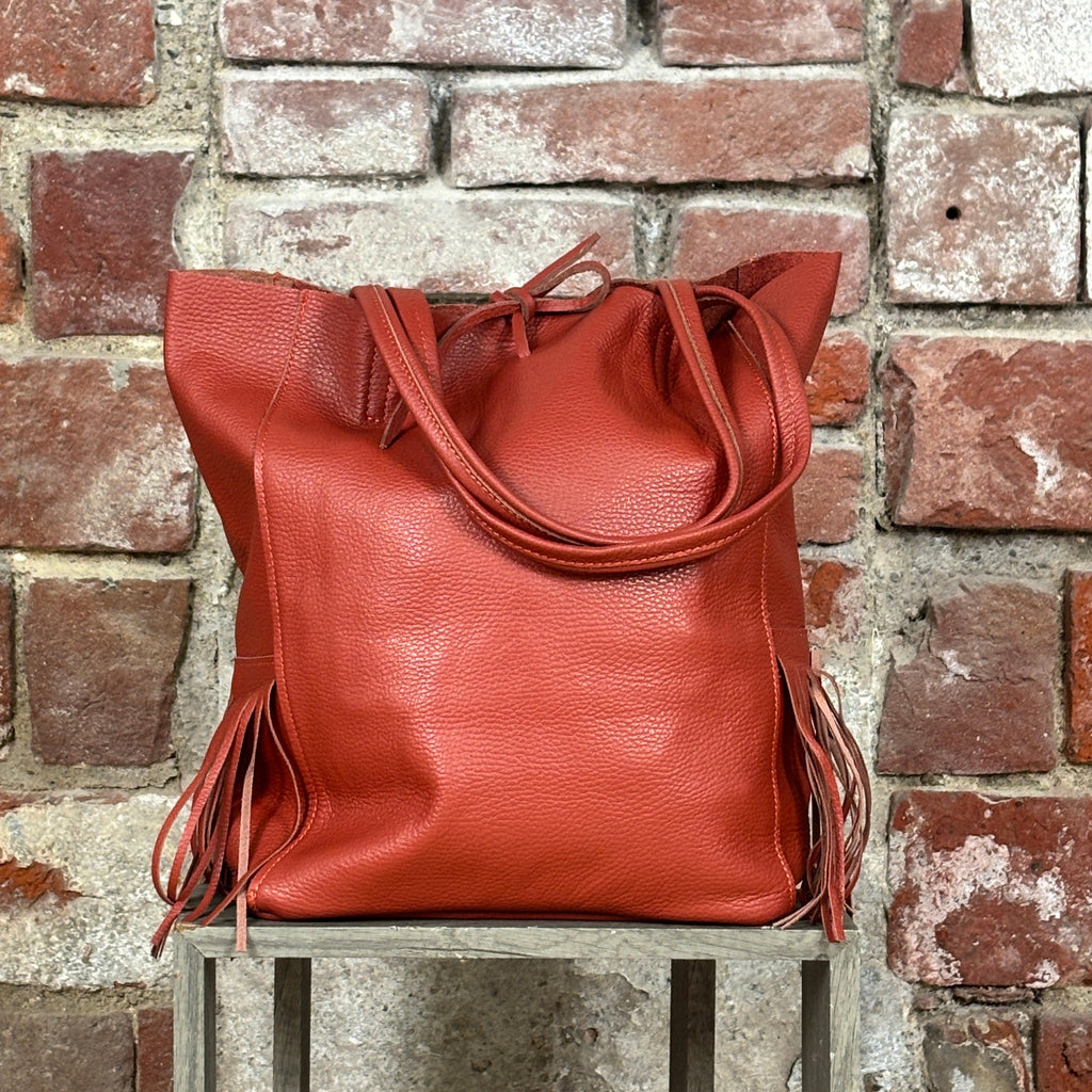 Shopper con frange Mattone
