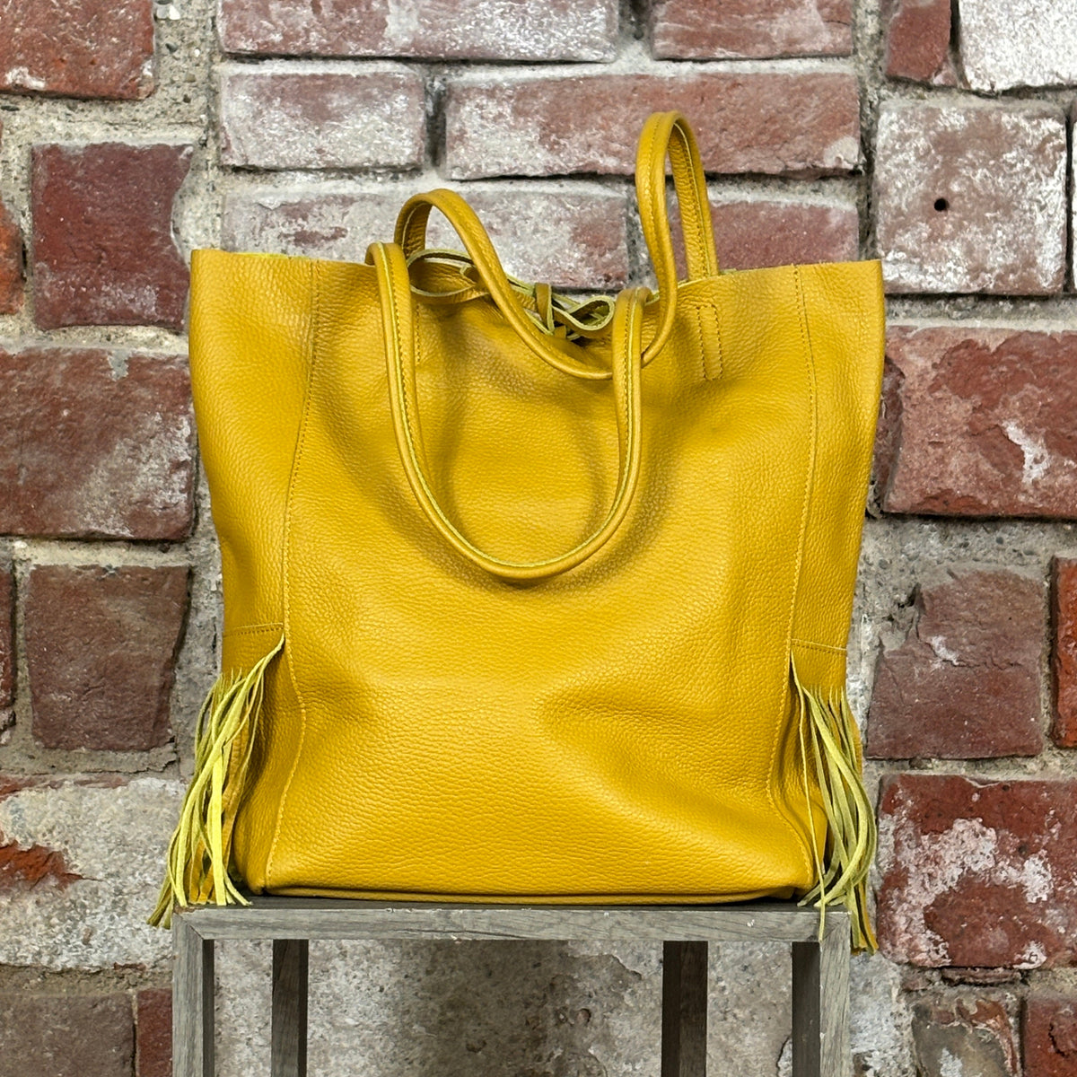 Shopper con frange Ocra
