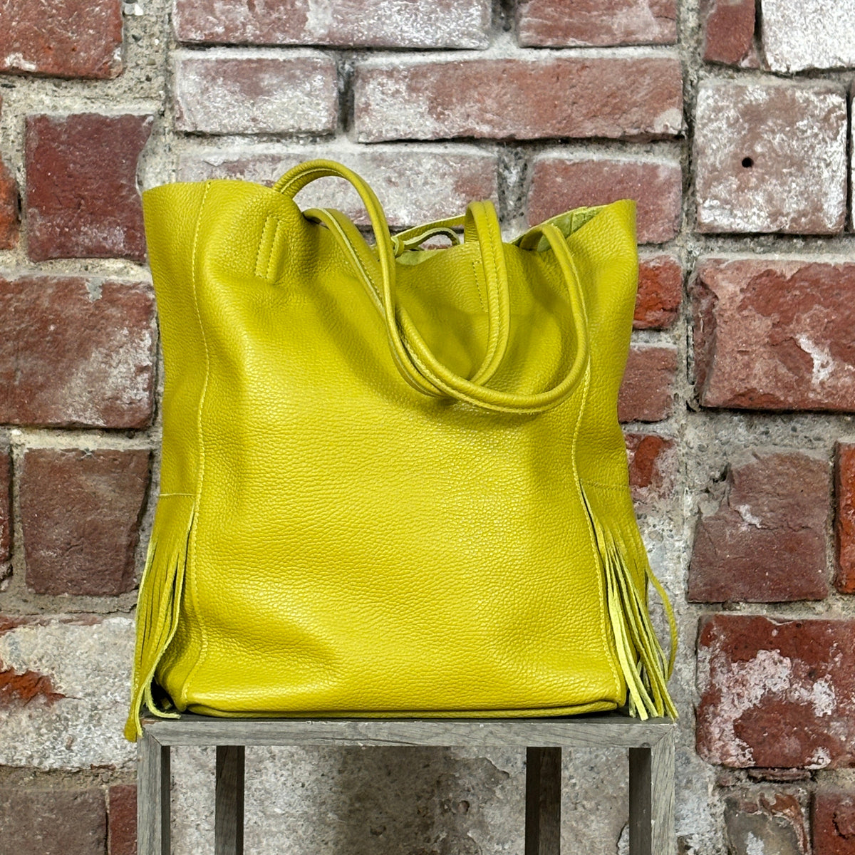 Shopper con frange Senape