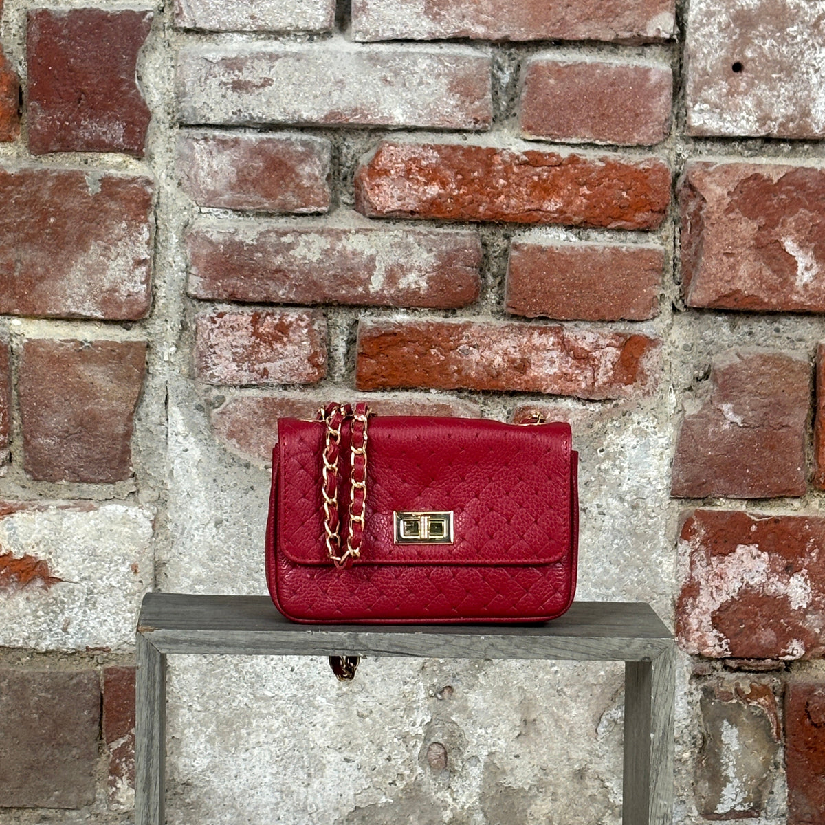 Borsa trapuntata trama fine Rosso