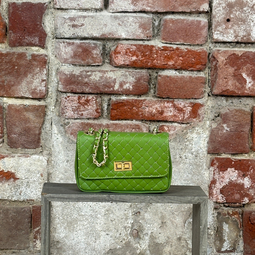 Borsa trapuntata trama fine Verde