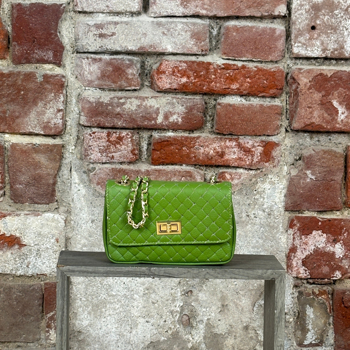 Borsa trapuntata trama fine Verde