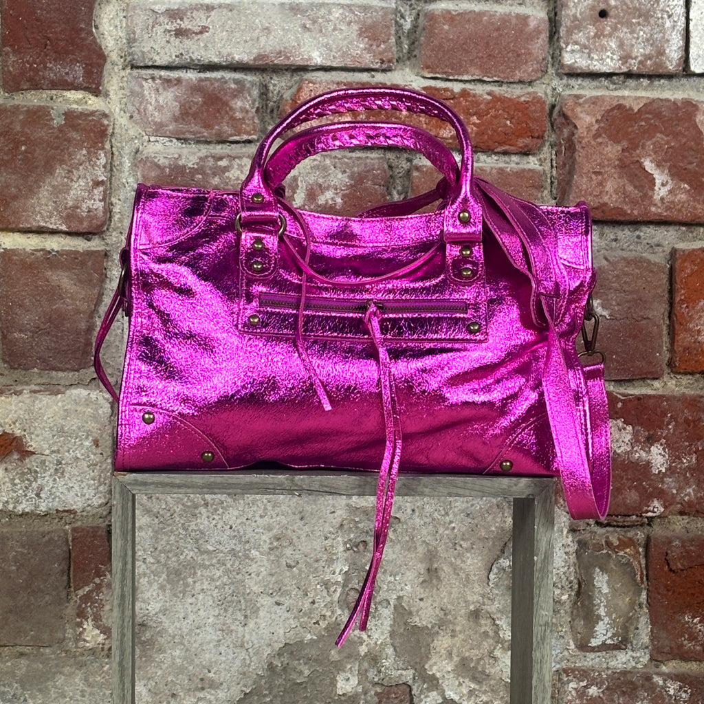 Borsa metallizzata Fucsia