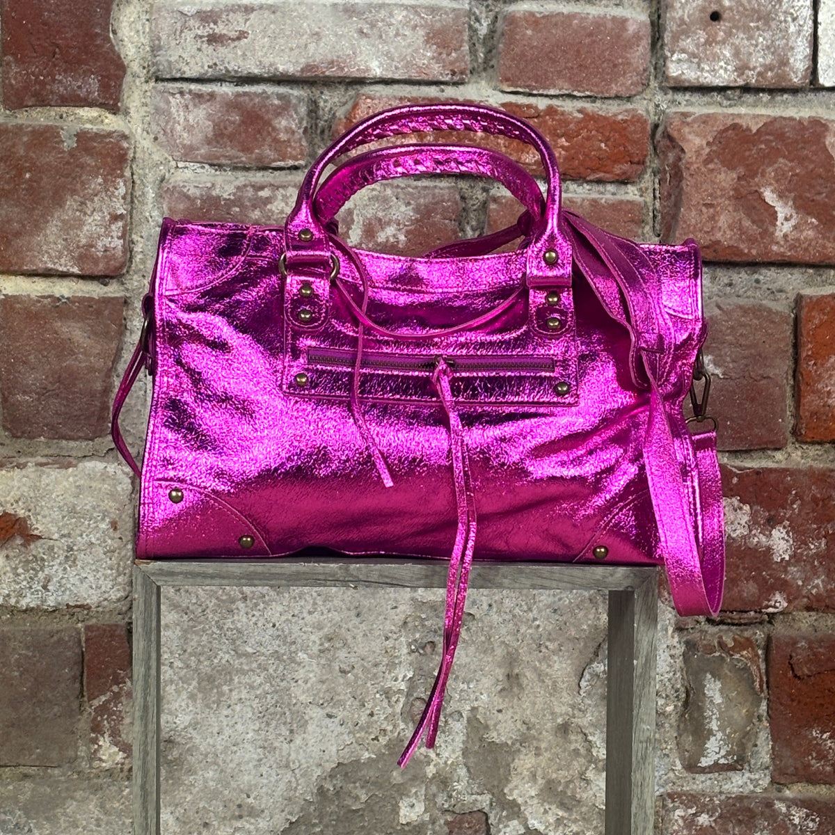 Borsa metallizzata Fucsia