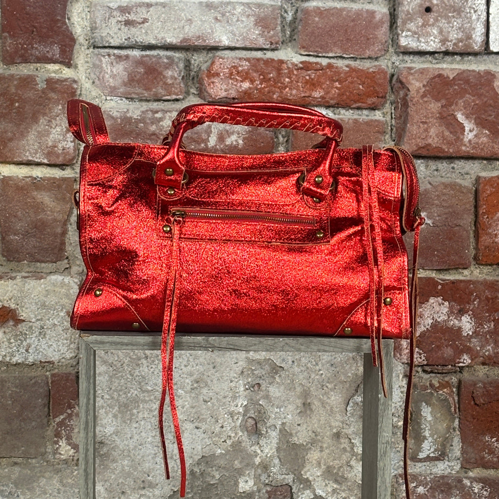 Borsa metallizzata Rosso