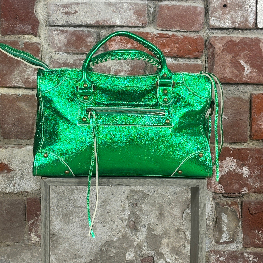 Borsa metallizzata Verde