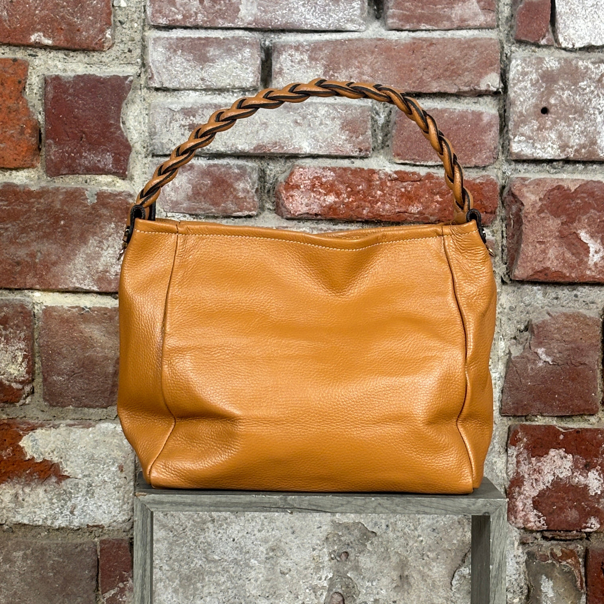 Borsa con manico a treccia  Cammello