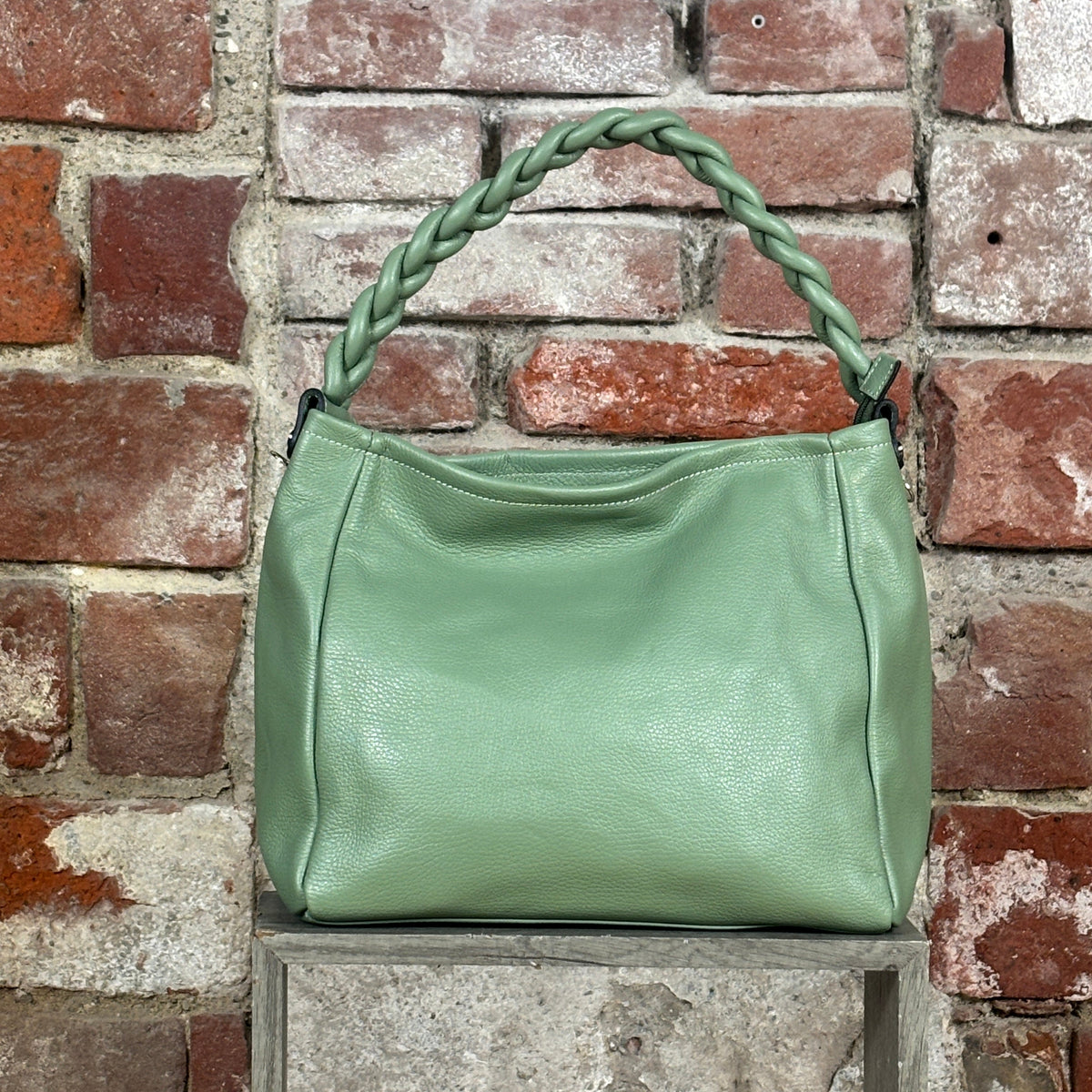 Borsa con manico a treccia  Salvia
