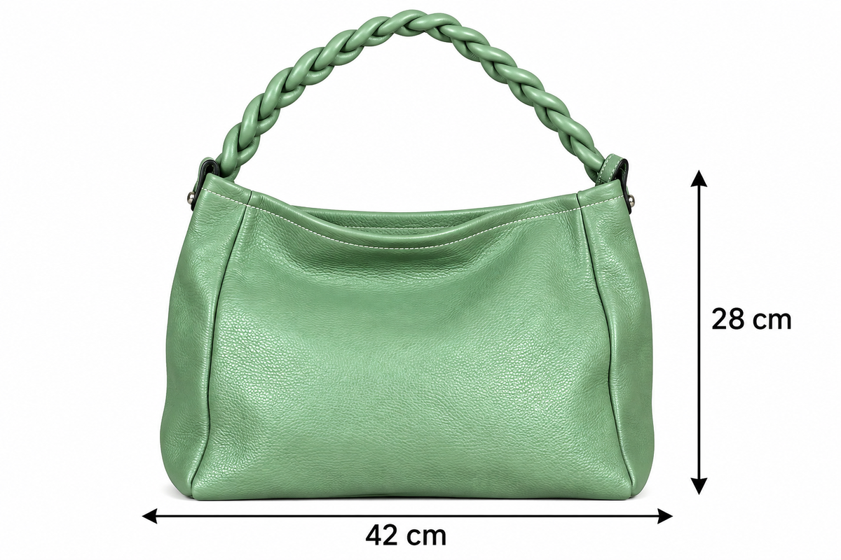 Borsa con manico a treccia Salvia