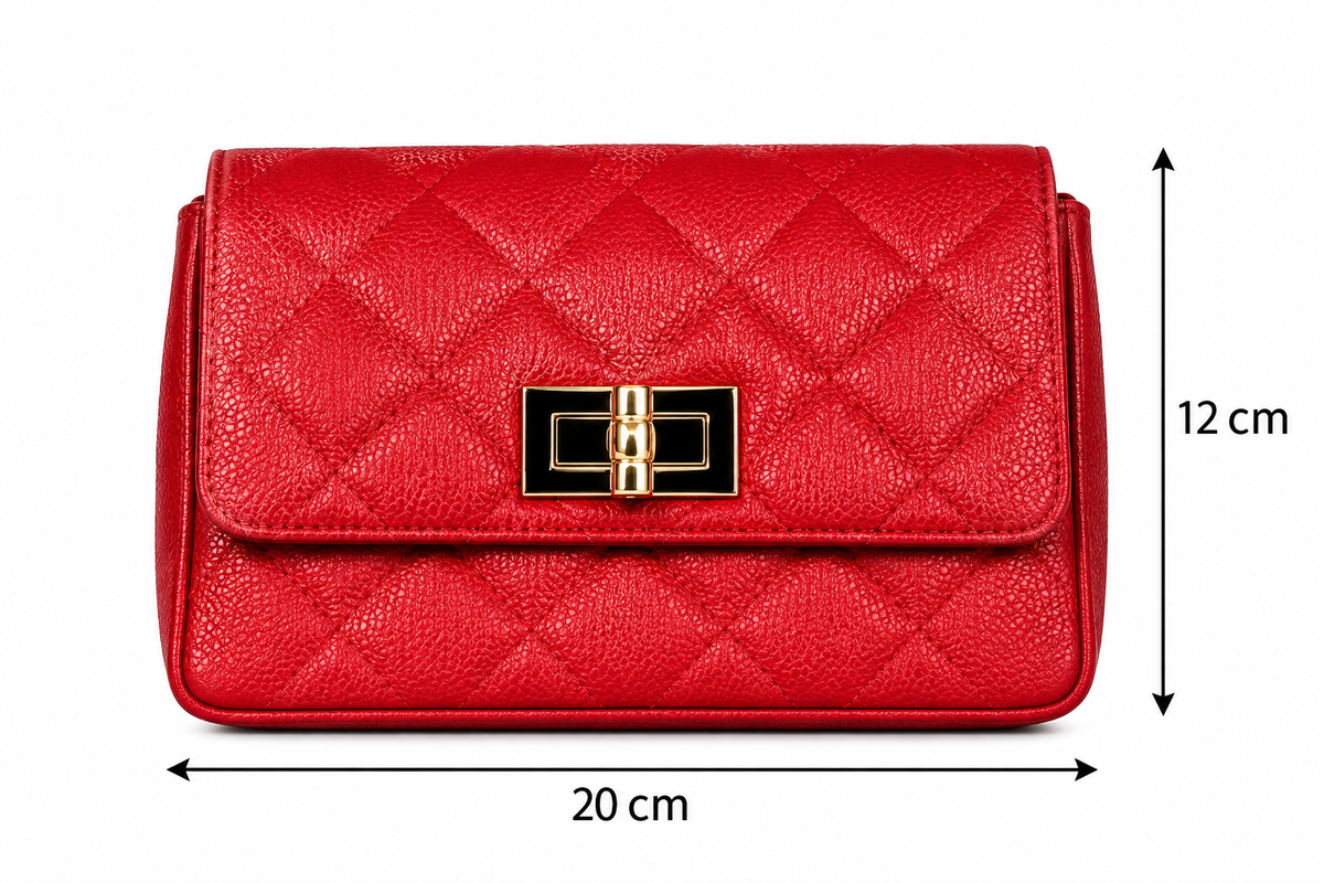 Borsa trapuntata trama larga Rosso