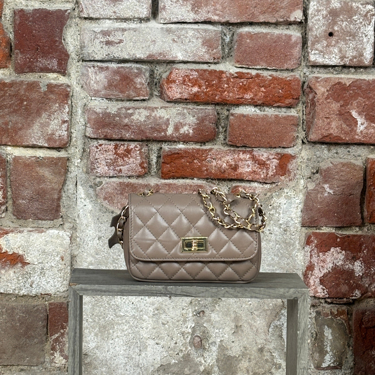 Borsa trapuntata trama larga  Tortora