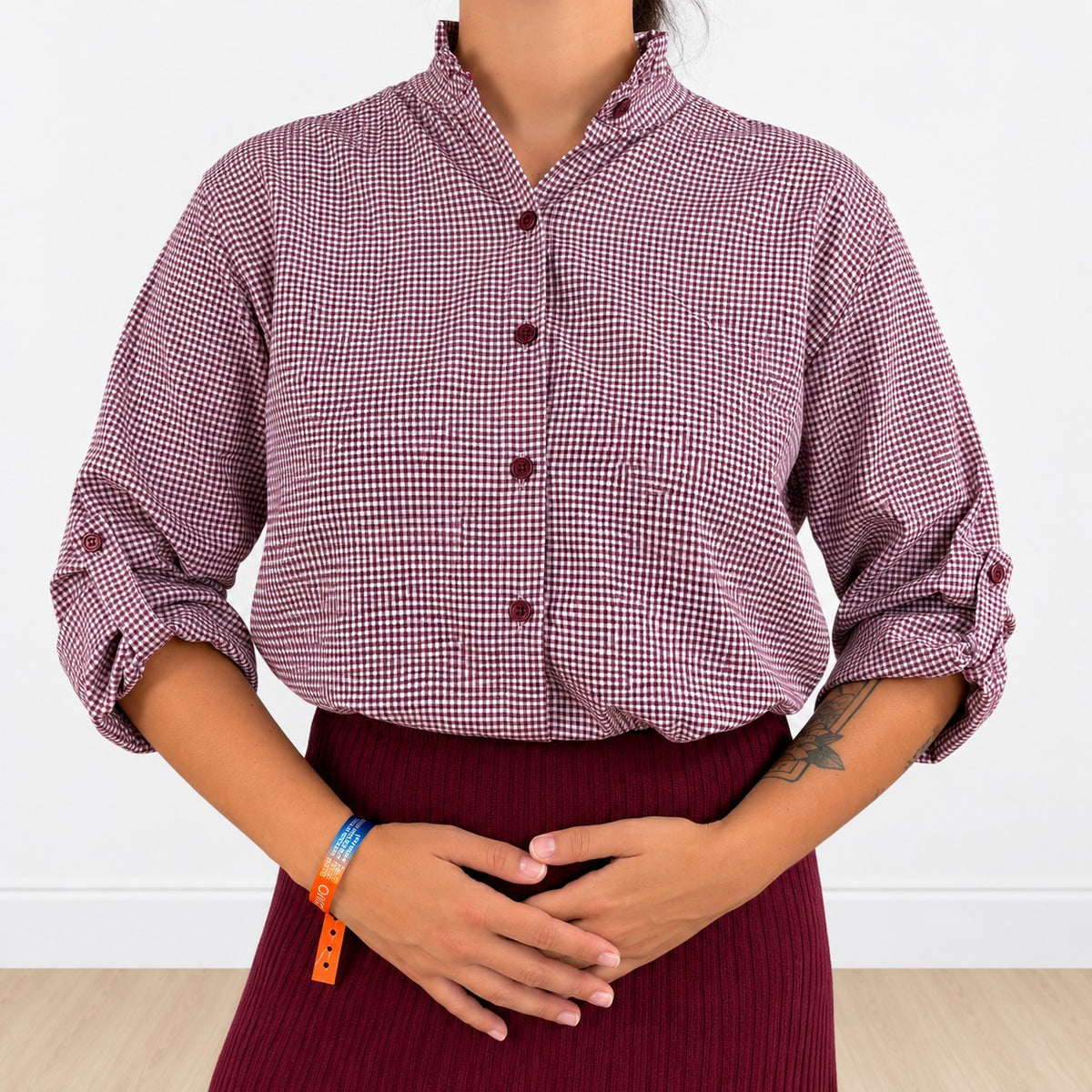 Camicia a quadretti Bordeaux