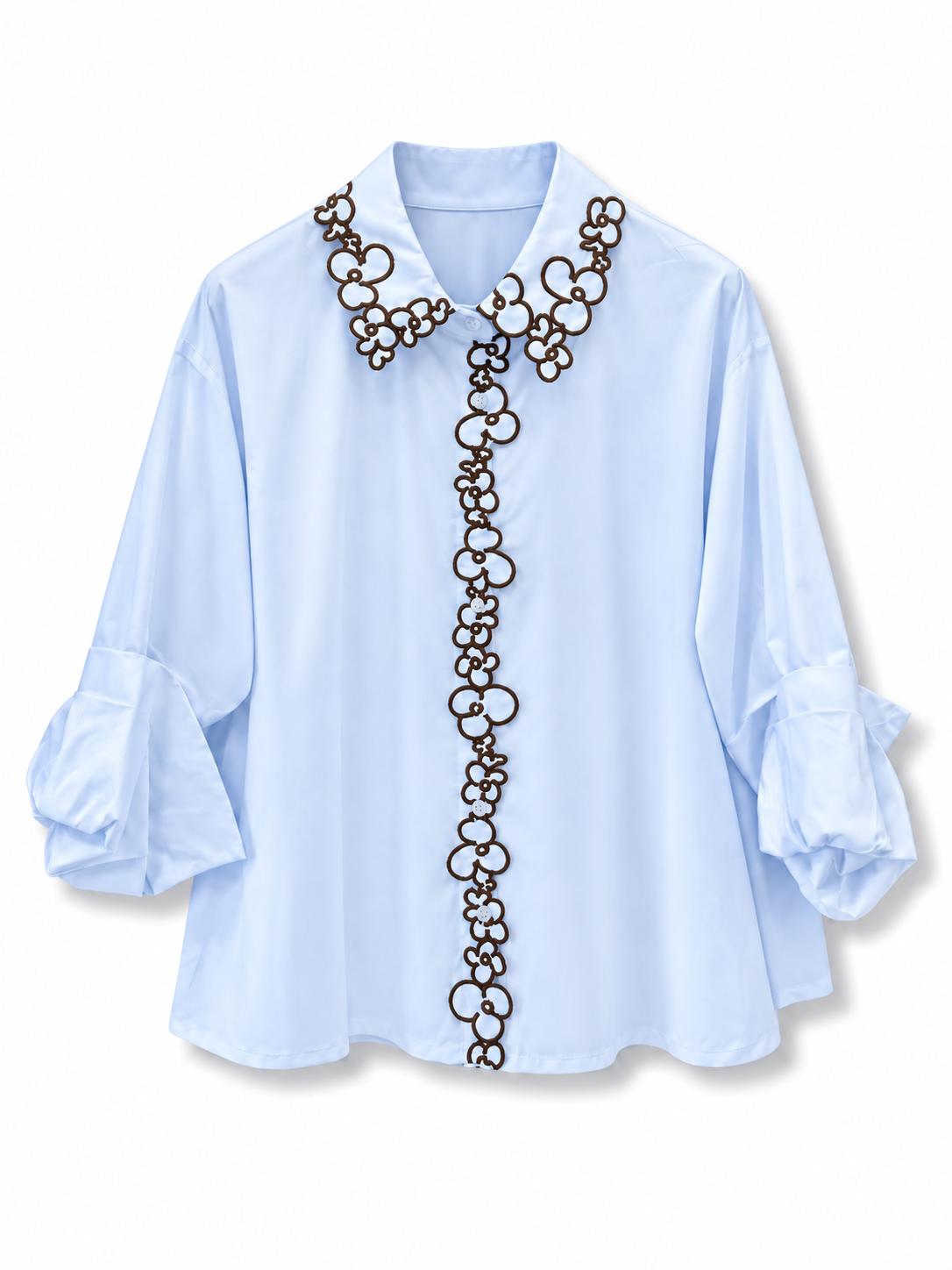 Camicia co ricamo sul colletto Azzurro