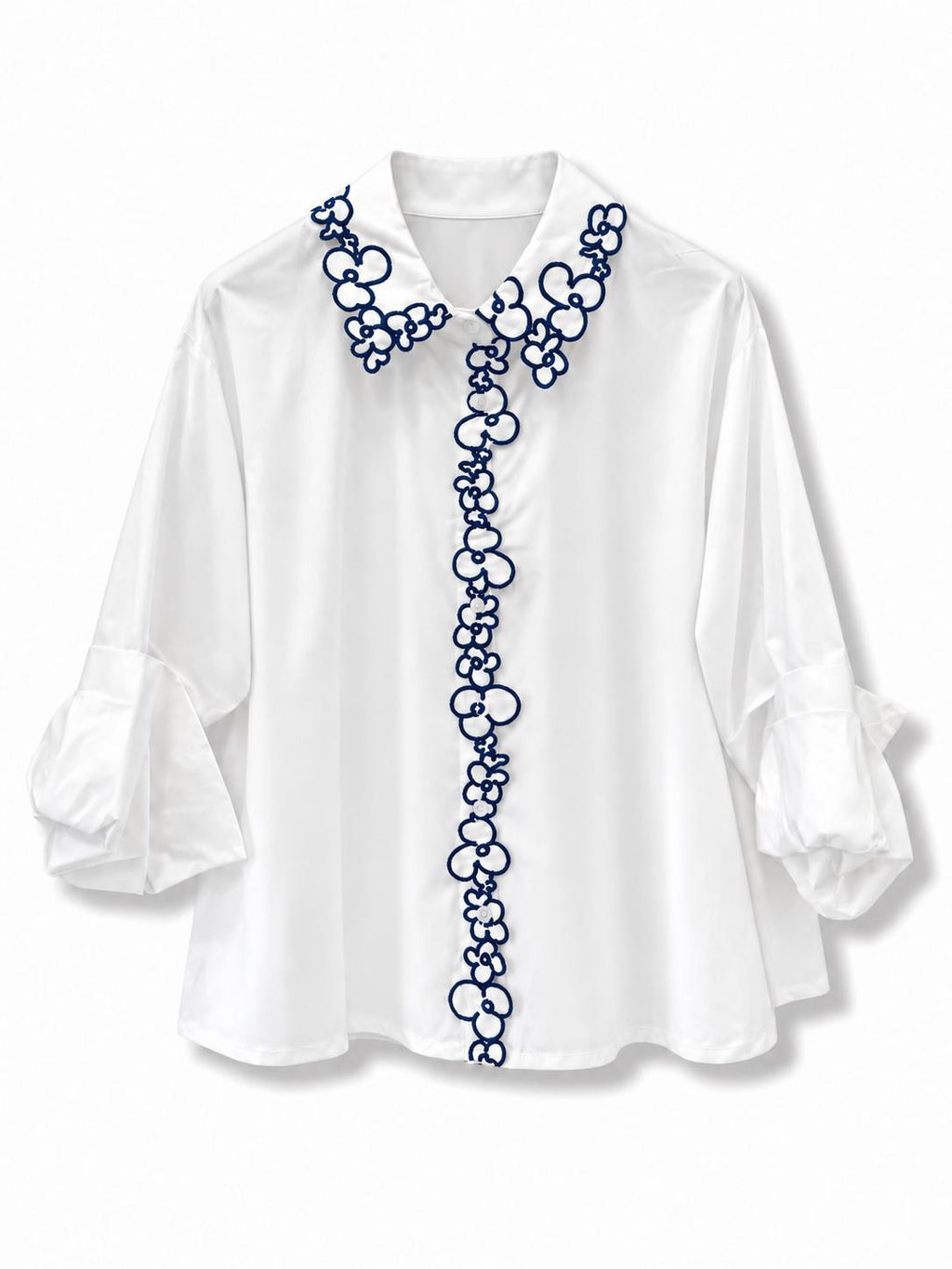 Camicia co ricamo sul colletto Blu