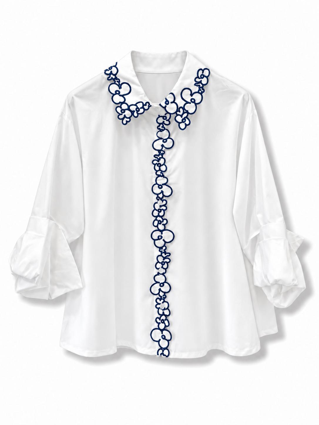 Camicia co ricamo sul colletto Blu