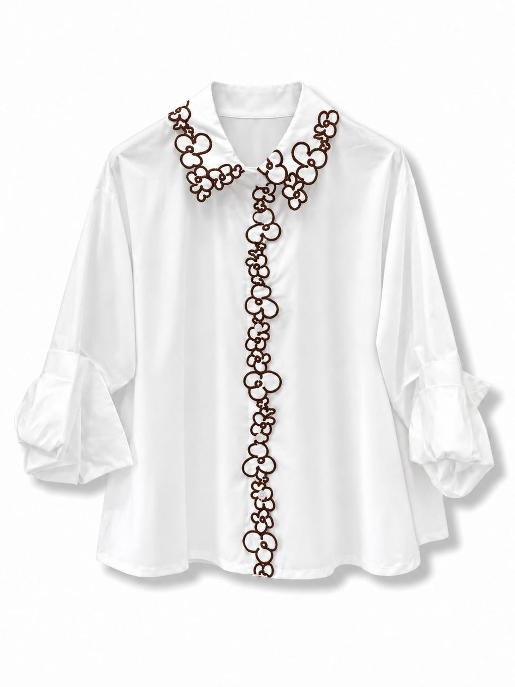 Camicia co ricamo sul colletto Marrone