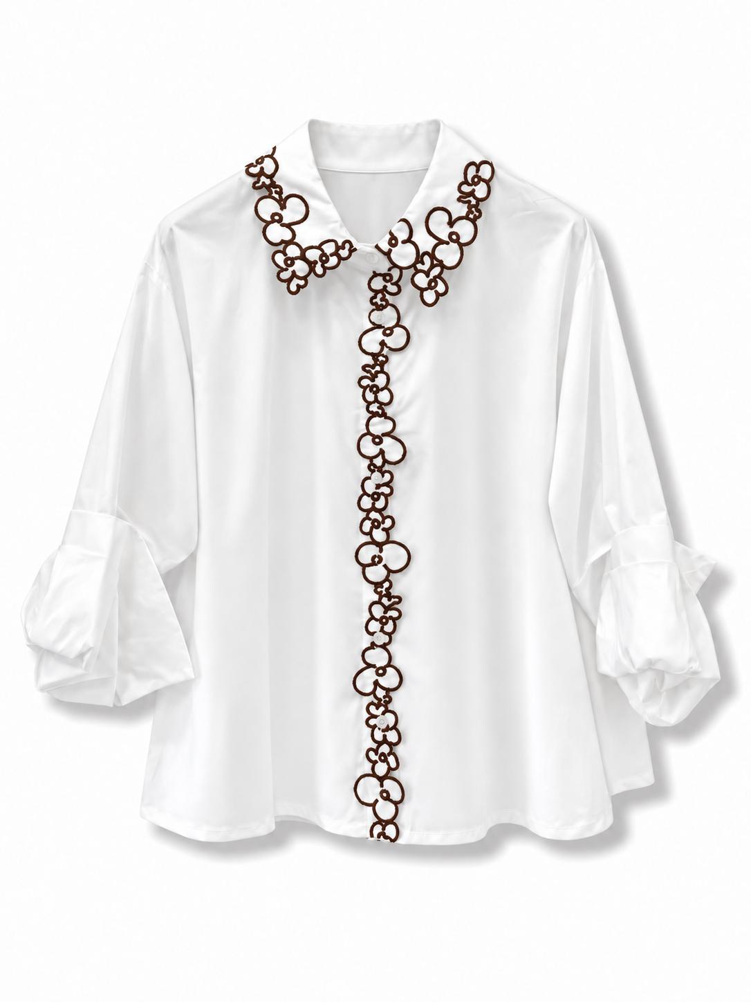 Camicia co ricamo sul colletto Marrone
