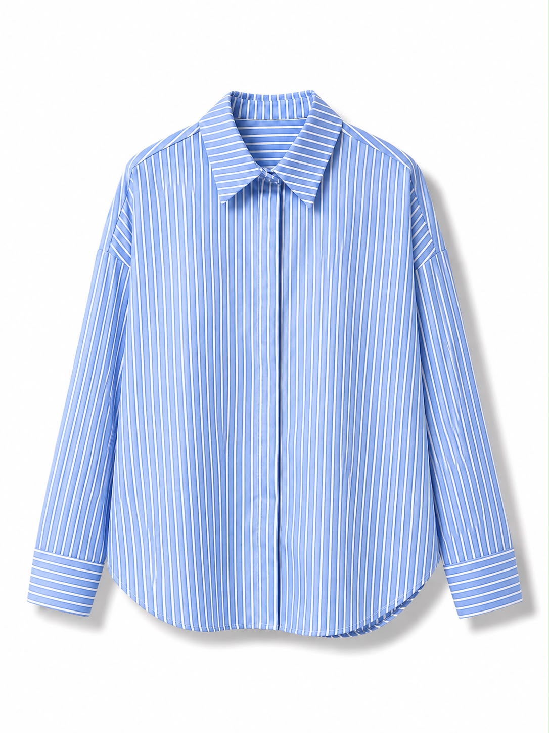 Camicia righe liscia Blu
