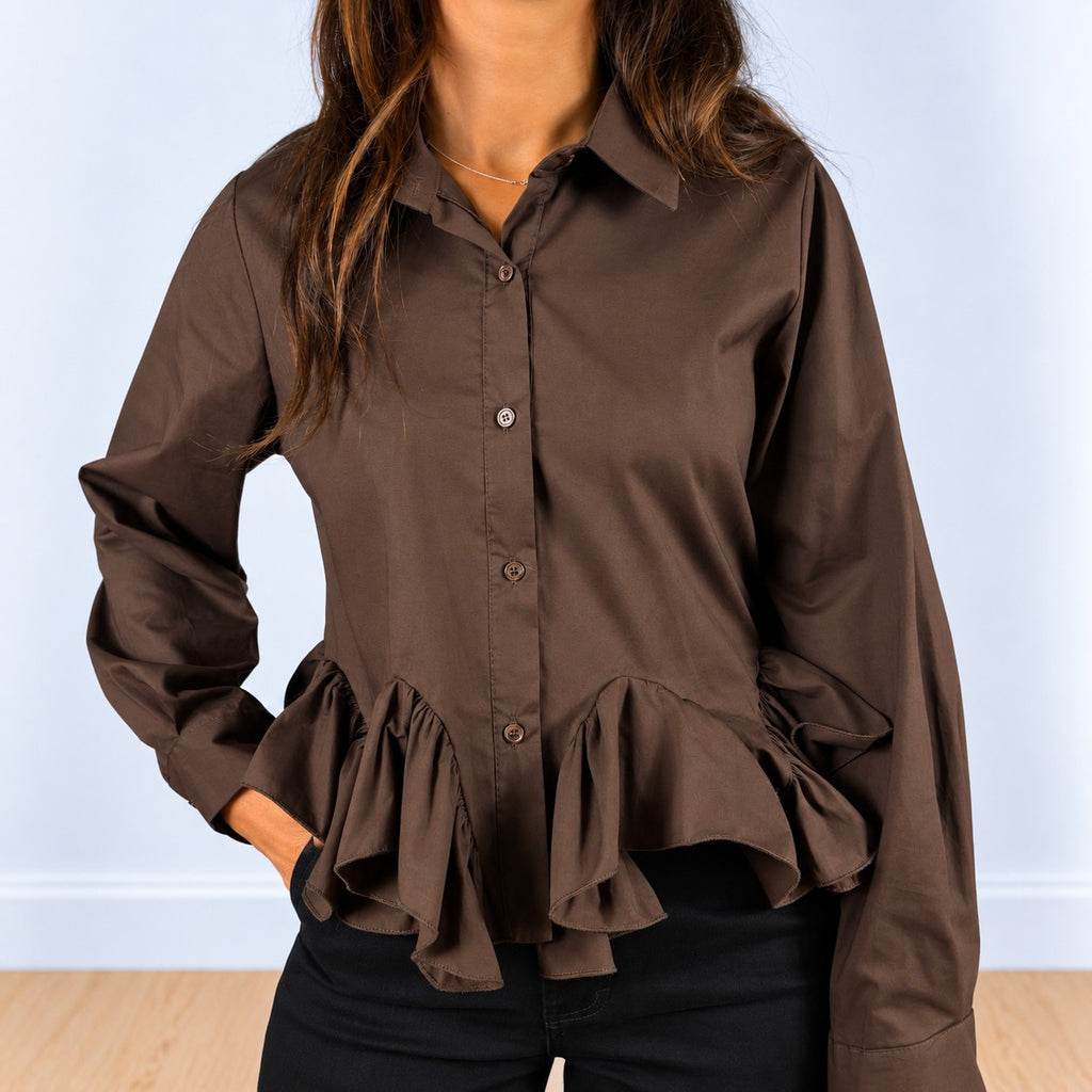 Camicia a balza Marrone
