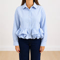 Camicia a balze a righe Azzurro