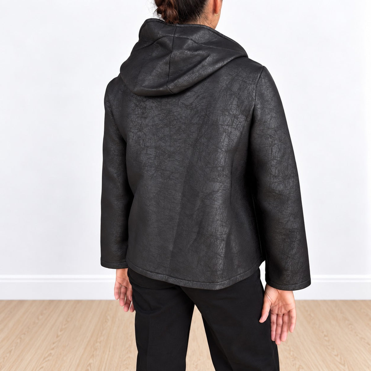 Giacca simil-neoprene con bottoni Nero