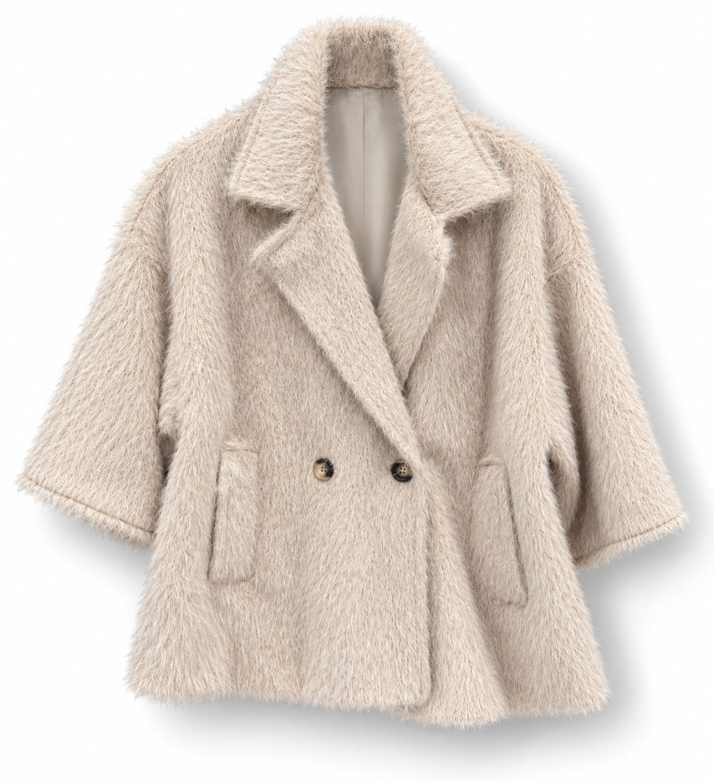 Giacca doppiopetto pelosetta Beige