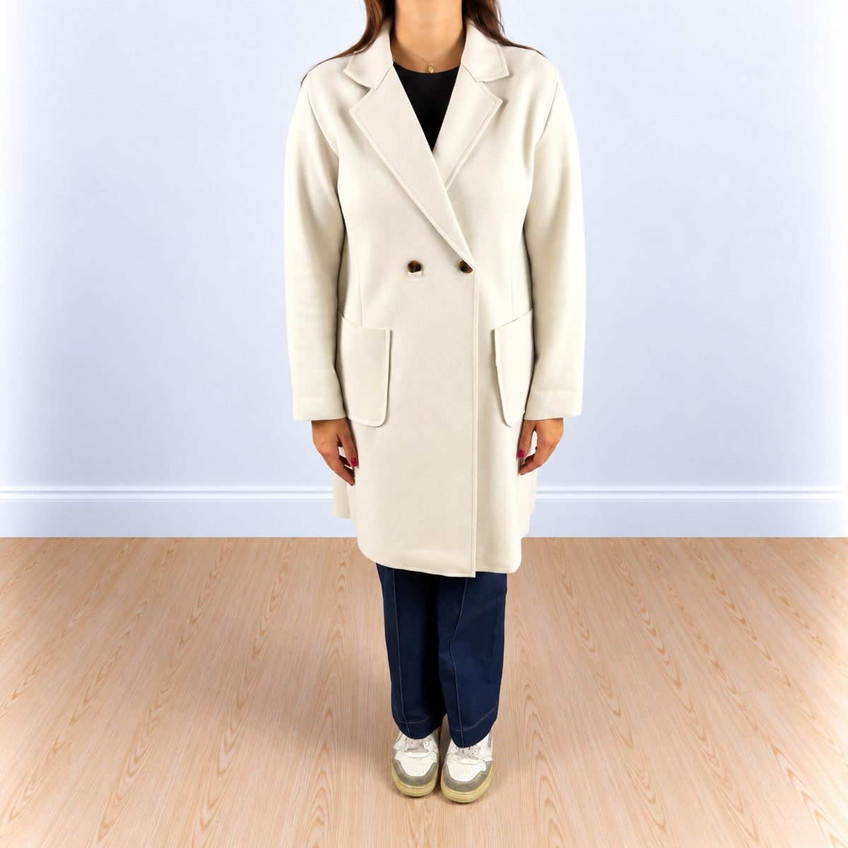 Cappotto semplice 2 bottoni Panna