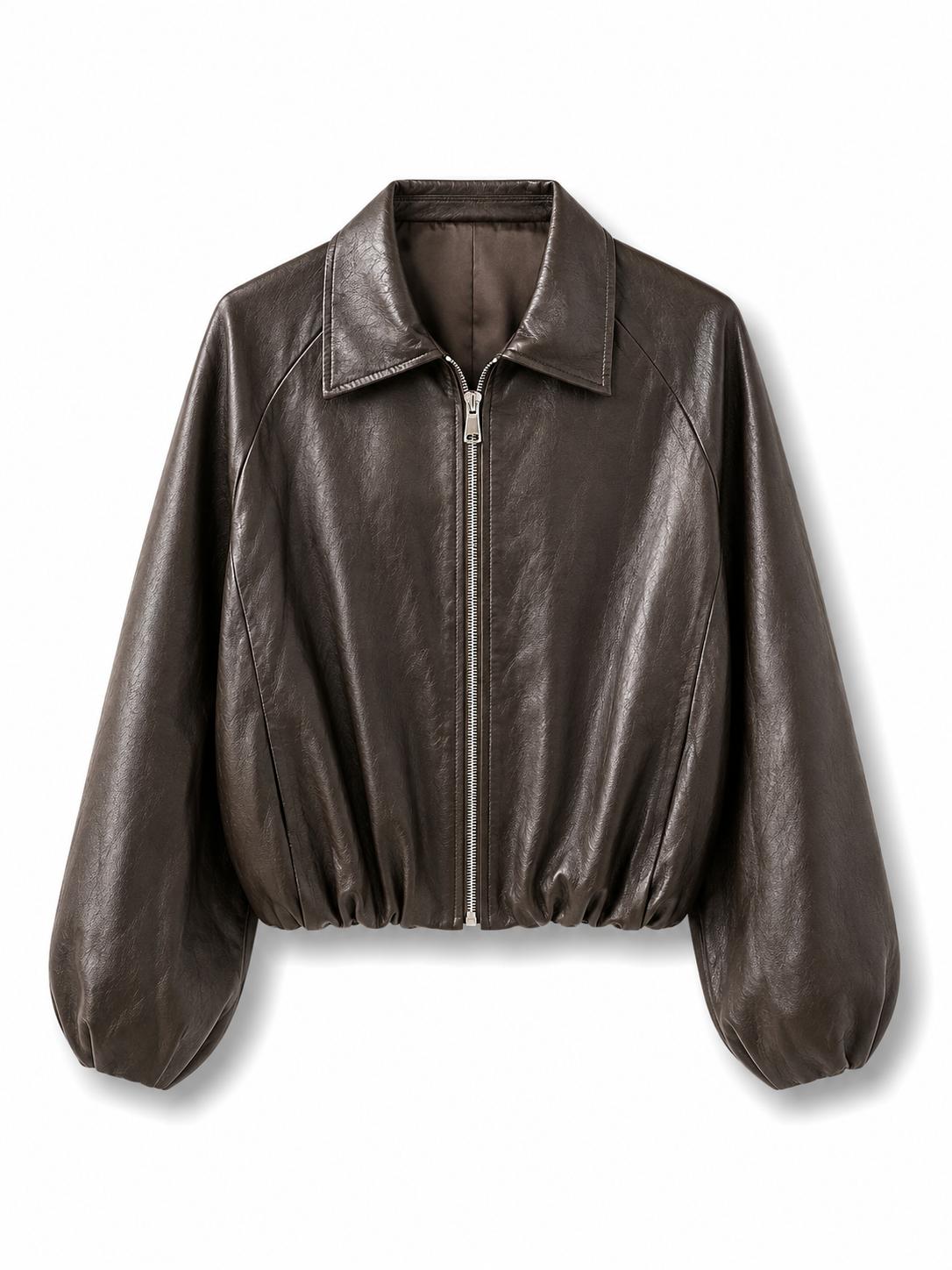 Bomber ecopelle Marrone