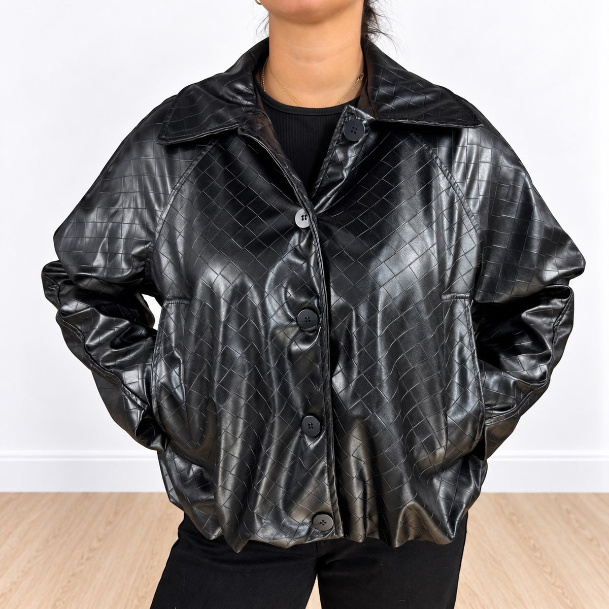 Bomber intrecciato Nero